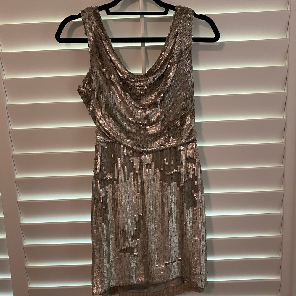 Parker Silver Sequin Dress SMALL